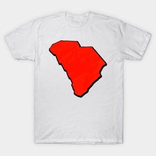 Bright Red South Carolina Outline T-Shirt